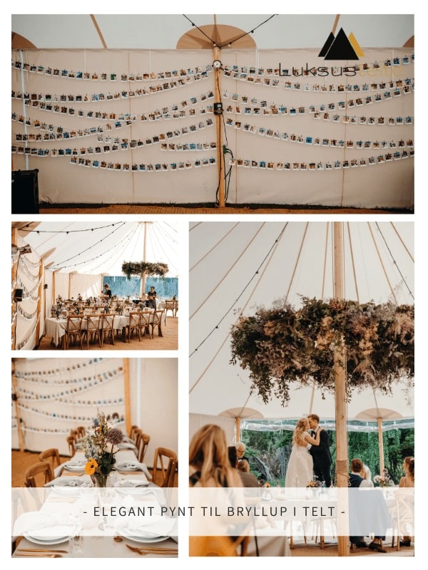 Elegant pynt til bryllup i telt